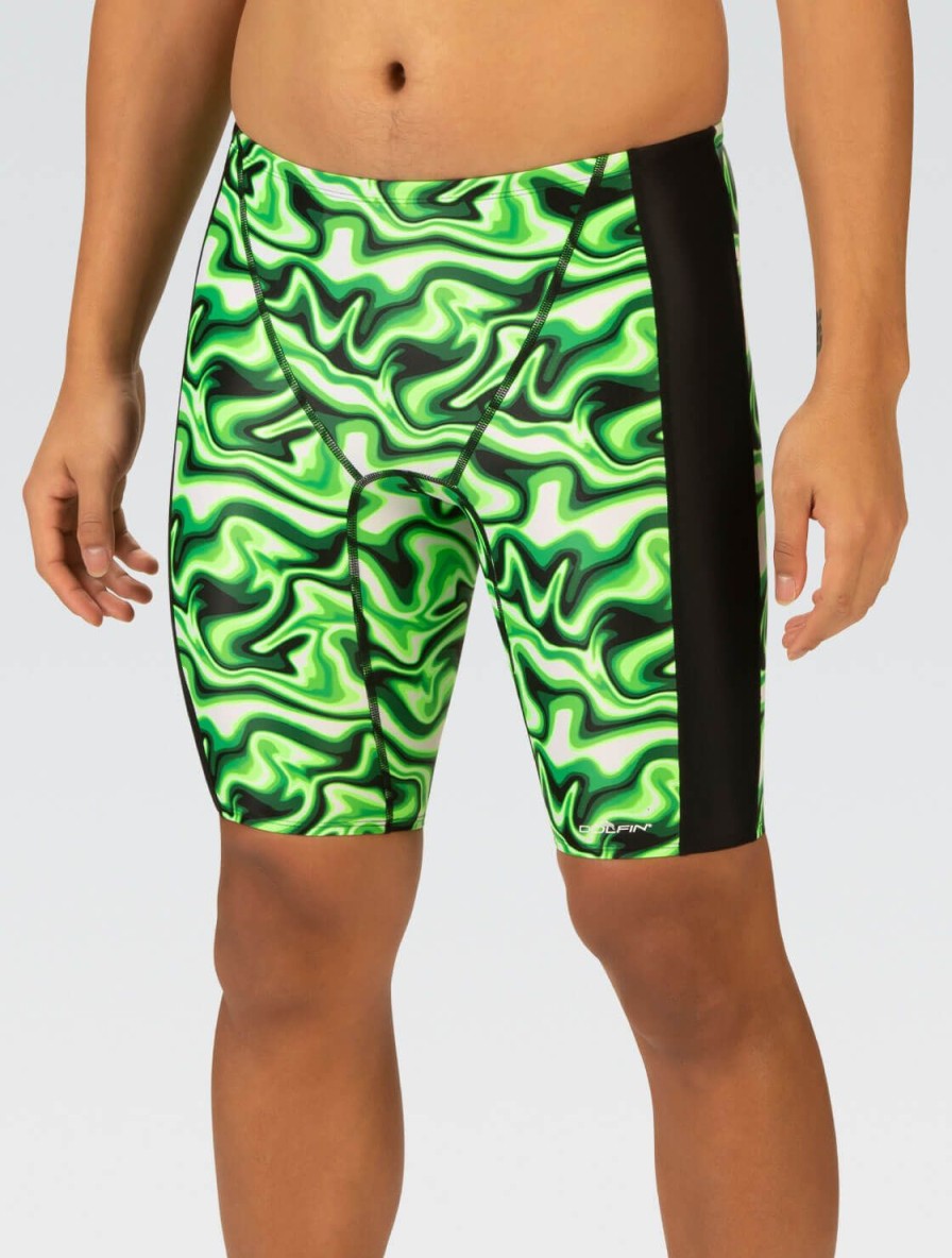 Mænd Dolfin Swimwear Konkurencedragter | Xtrasleek Surge Green Spliced Jammer Badedragt Til Maend