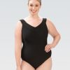 Kvinde Dolfin Swimwear One Pieces | Solid Blod V-Hals Moderne Rib Strik One Piece Med Lavt Kryds Tilbage Detalje