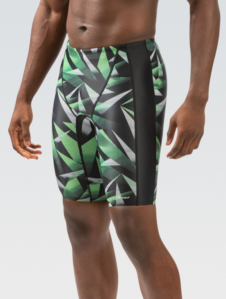 Mænd Dolfin Swimwear Konkurencedragter | Xtrasleek Galactic Green Spliced Jammer Badedragt Til Maend