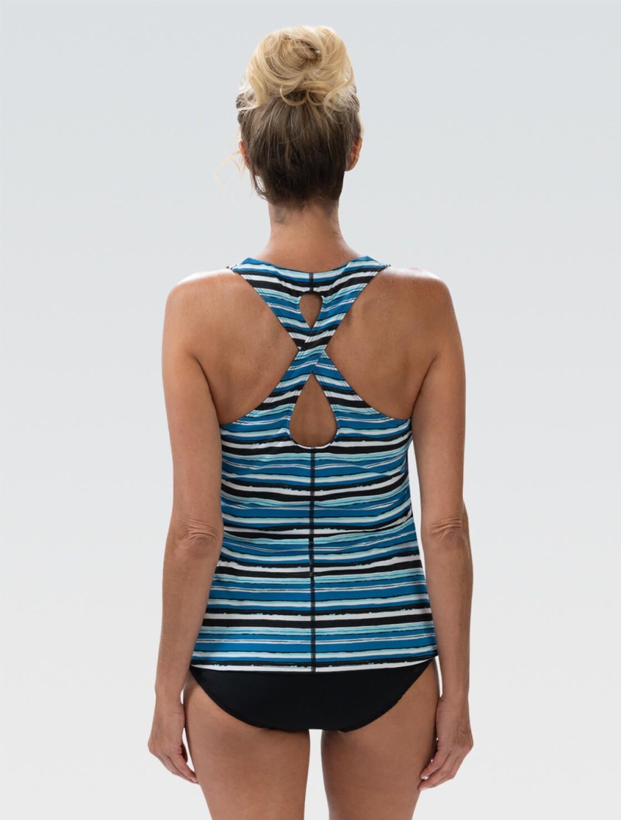 Kvinder Dolfin Swimwear Separater | Kvinde Aquashape Harbor Print Twist Back Tankini Top