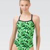 Kvinde Dolfin Swimwear Konkurencedragter | Xtrasleek Women'S Surge Green V Back One Piece Badedragt