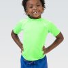 Børn Dolfin Swimwear Lille Delfin | Lille Dolfin Unisex Solid Lime Kortaermet Rash Guard