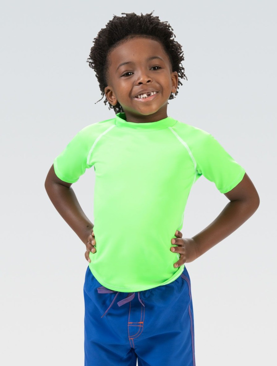 Børn Dolfin Swimwear Lille Delfin | Lille Dolfin Unisex Solid Lime Kortaermet Rash Guard