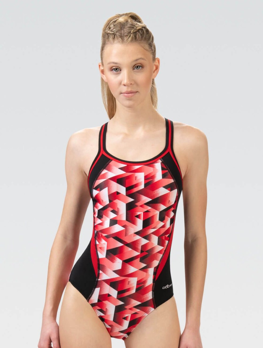 Kvinde Dolfin Swimwear Konkurencedragter | Reliance Kvinde Molten Red Dbx Back One Piece Badedragt