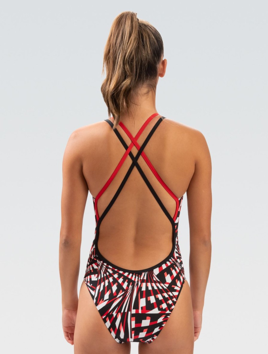 Kvinde Dolfin Swimwear Konkurencedragter | Reliance Kvinde Atomic Red Double X Back One Piece Badedragt