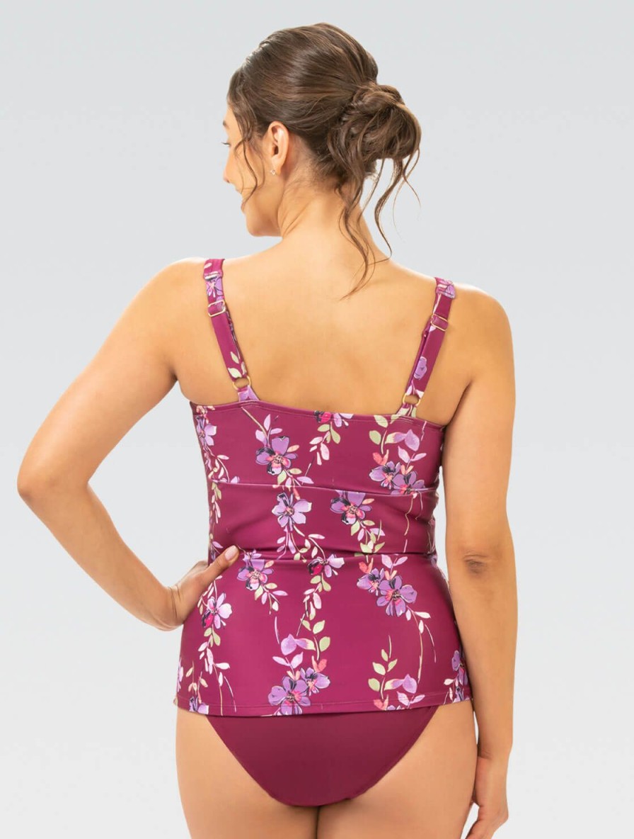 Kvinder Dolfin Swimwear Separater | Kvinde Aquashape Blossom Wrap Tankini-Top Foran