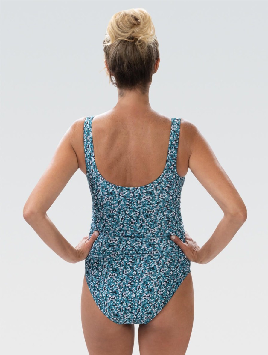 Kvinder Dolfin Swimwear One Pieces | Kvinders Aquashape Dot Print Moderat Surplice Wrap Front One Piece