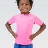 Børn Dolfin Swimwear Lille Delfin | Lille Dolfin Unisex Solid Pink Kortaermet Rash Guard