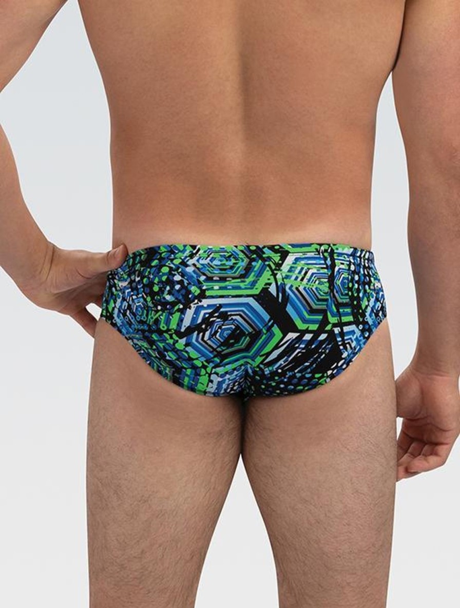 Mænd Dolfin Swimwear Konkurencedragter | Herre Reliance Hive All-Over Racer - Bla/Gron