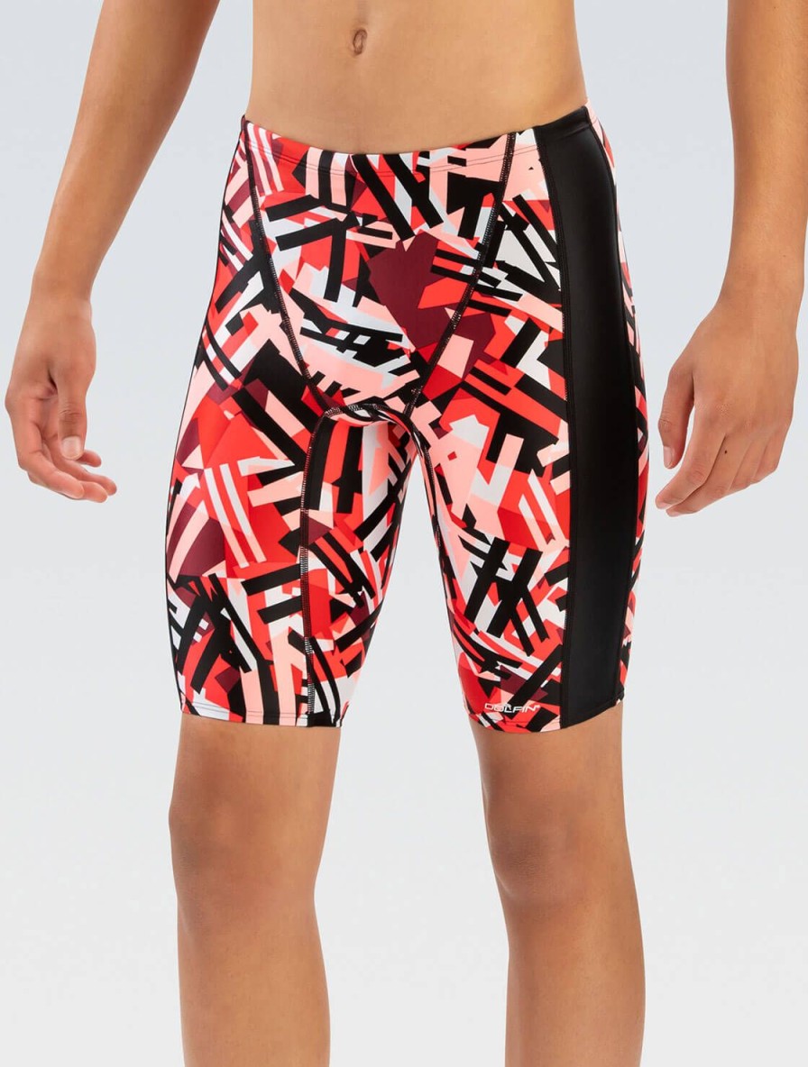 Mænd Dolfin Swimwear Konkurencedragter | Xtrasleek Tectonic Red Splejset Jammer Badedragt Til Maend