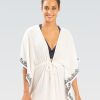 Kvinder Dolfin Swimwear Cover Ups | Kvinder Aquashape Hvid Dyb V-Hals Kaftan Cover-Up