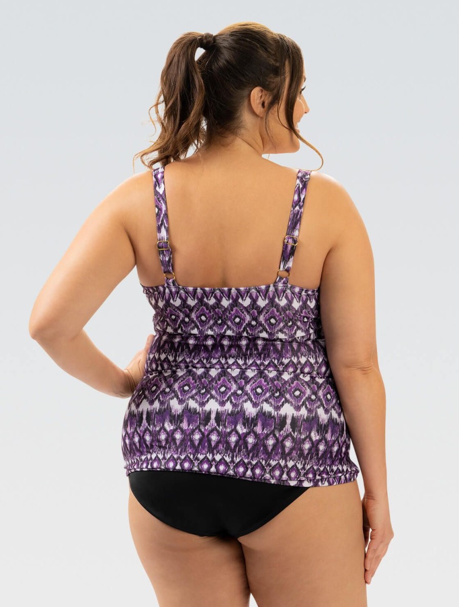 Kvinder Dolfin Swimwear Separater | Kvinde Aquashape Wrap Front Tankini Top: Globetrotter