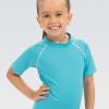 Børn Dolfin Swimwear Lille Delfin | Lille Dolfin Unisex Solid Turkis Kortaermet Udslaetsbeskyttelse