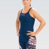 Accessories Dolfin Swimwear Svømmeshorts | Kvinde Dolfin Firststrike Navy Knaedragt Med Aben Ryg