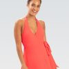 Kvinder Dolfin Swimwear Svømmekjoler | Kvinde Aquashape Coral Spice Halter Svommekjole