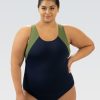 Kvinde Dolfin Swimwear One Pieces | Kvinder Aquashape Farveblok Moderat Skodedragt: Navy/Oliven