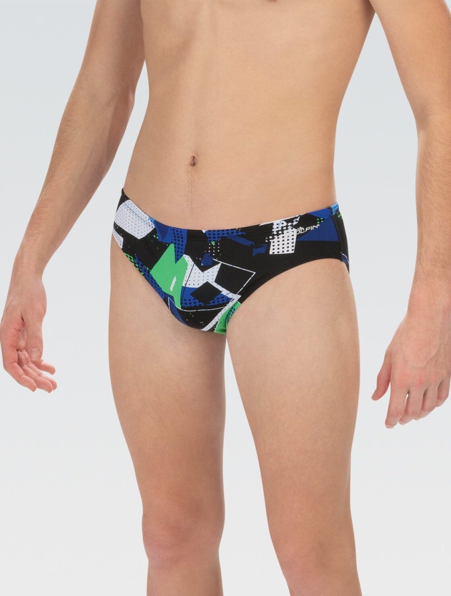 Mænd Dolfin Swimwear Konkurencedragter | Reliance Herre Renegade Bla Og Gron All-Over Racer Badedragt