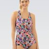 Kvinde Dolfin Swimwear One Pieces | Kvinders Aquashape-Trykt Konservativ One Piece: Bonita Bloom