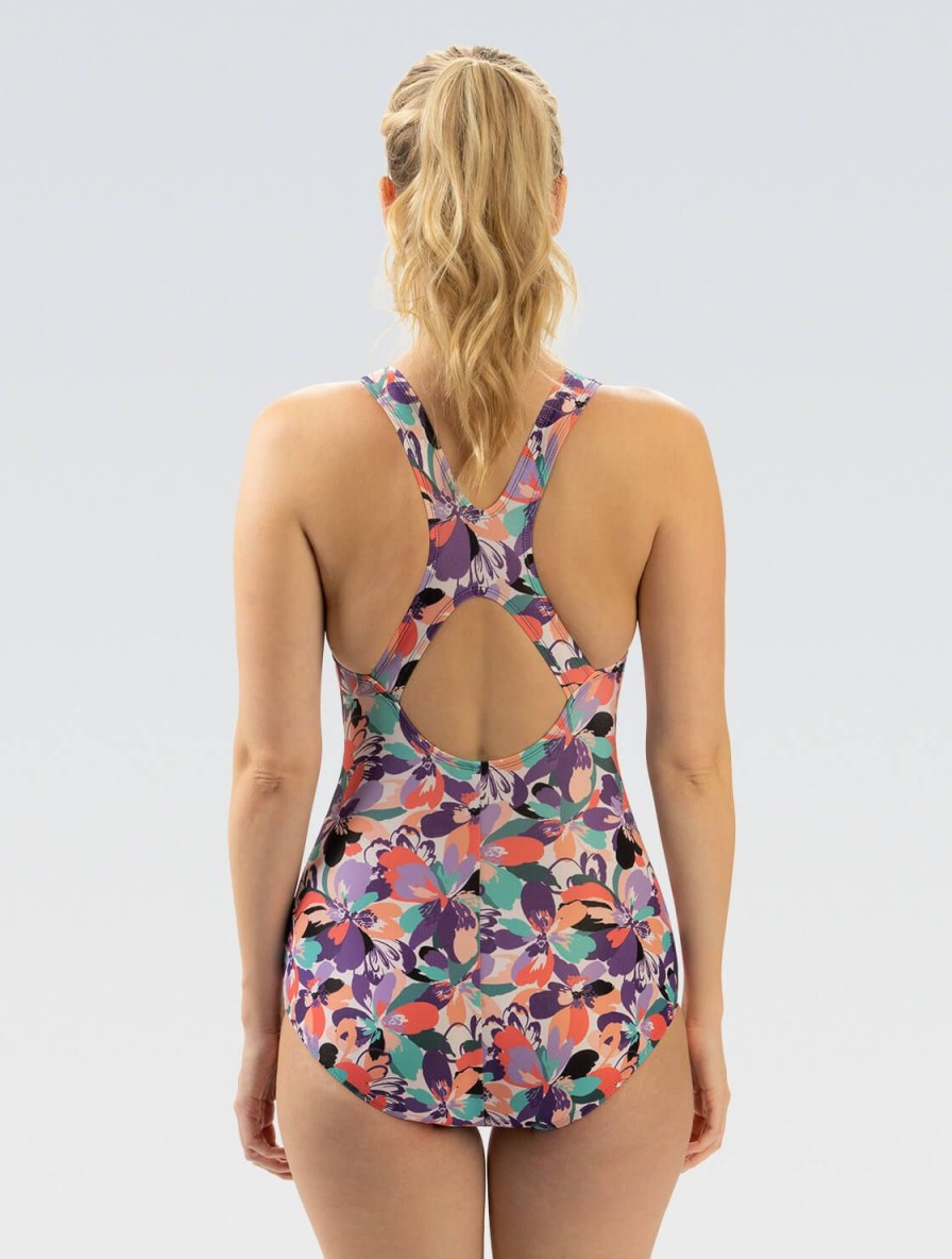 Kvinde Dolfin Swimwear One Pieces | Kvinders Aquashape-Trykt Konservativ One Piece: Bonita Bloom