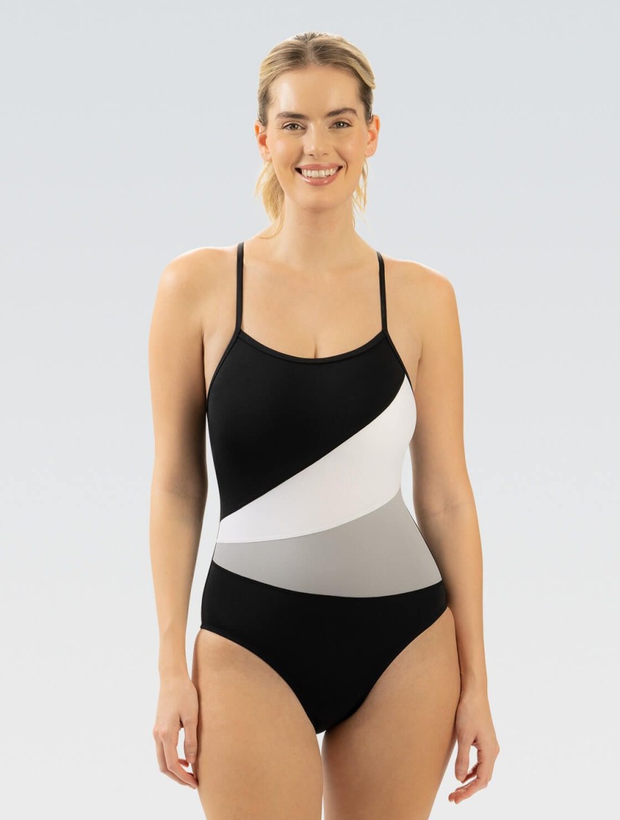 Kvinde Dolfin Swimwear One Pieces | Kvinder Aquashape Farveblok Moderat One Piece: Sort/Hvid