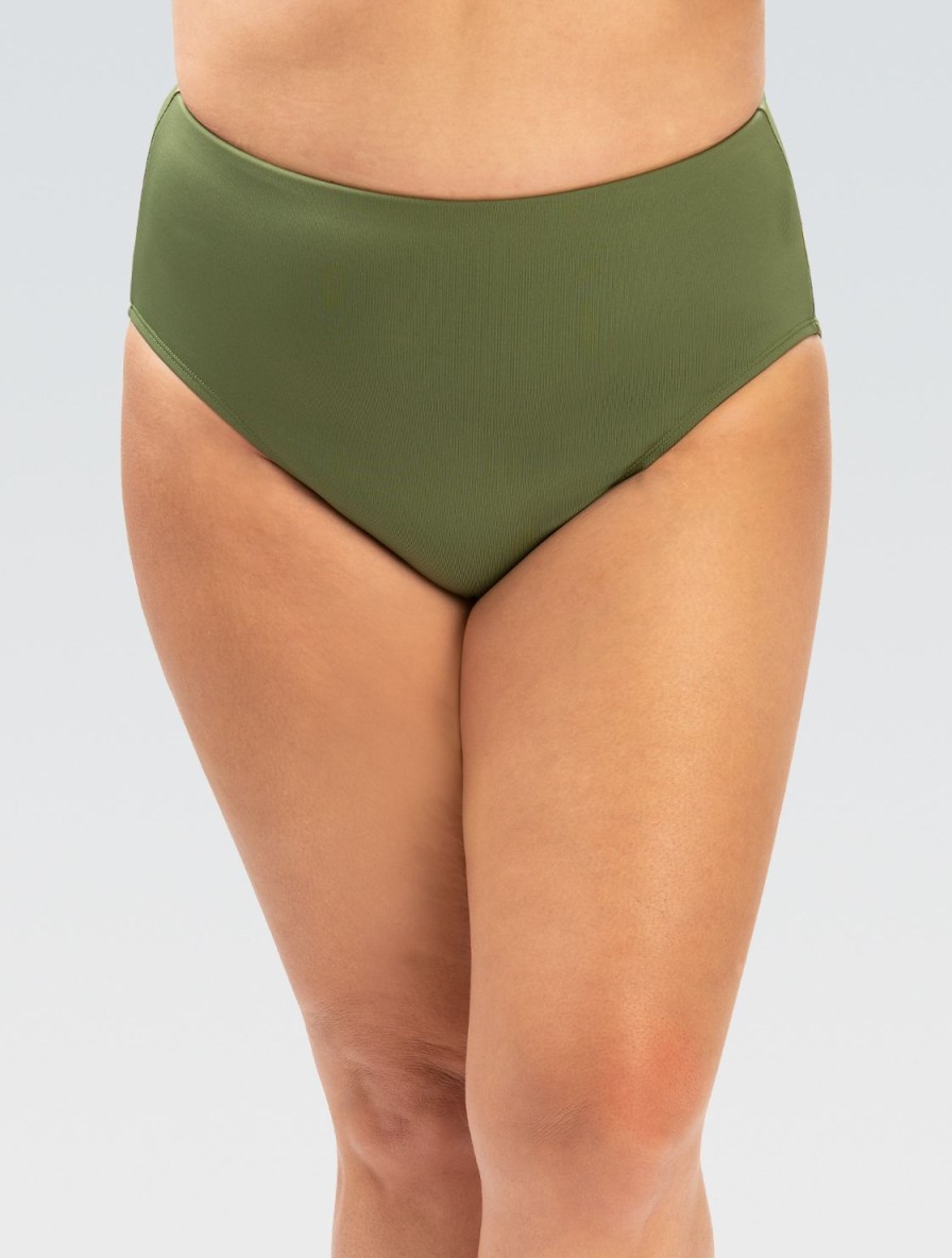 Kvinder Dolfin Swimwear Separater | Kvinde Aquashape Olive Solid Hojtaljet Moderne Trusse