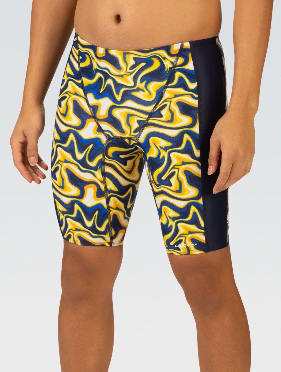 Mænd Dolfin Swimwear Konkurencedragter | Xtrasleek Surge Navy Og Guld Splejset Jammer Badedragt Til Maend