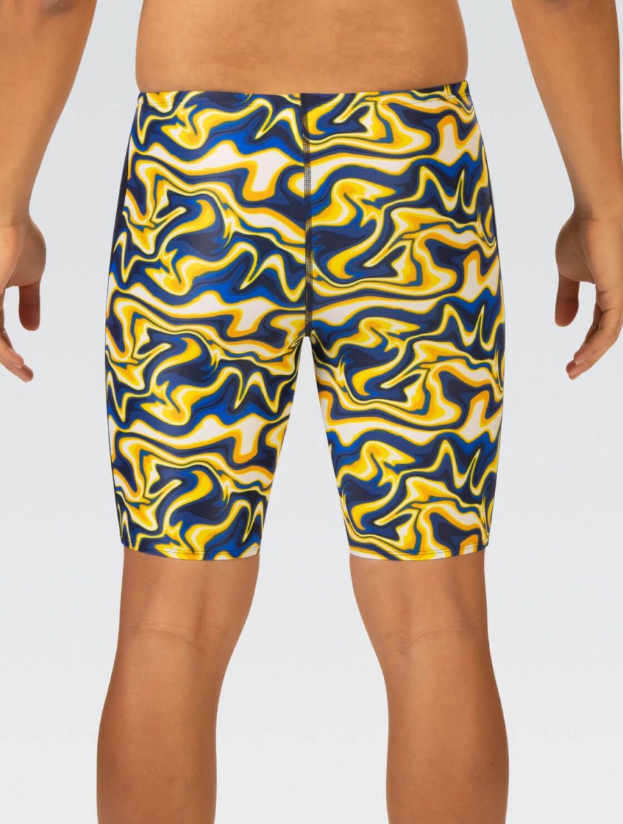 Mænd Dolfin Swimwear Konkurencedragter | Xtrasleek Surge Navy Og Guld Splejset Jammer Badedragt Til Maend