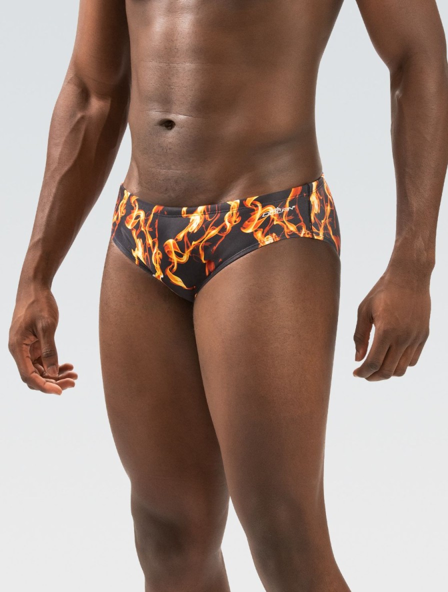 Mænd Dolfin Swimwear Konkurencedragter | Reliance Herre All Over Vapor Orange Printet Racer Badedragt