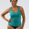 Kvinder Dolfin Swimwear Separater | Kvinde Aquashape Solid Deep Scoop Neck Tankini Top: Jade