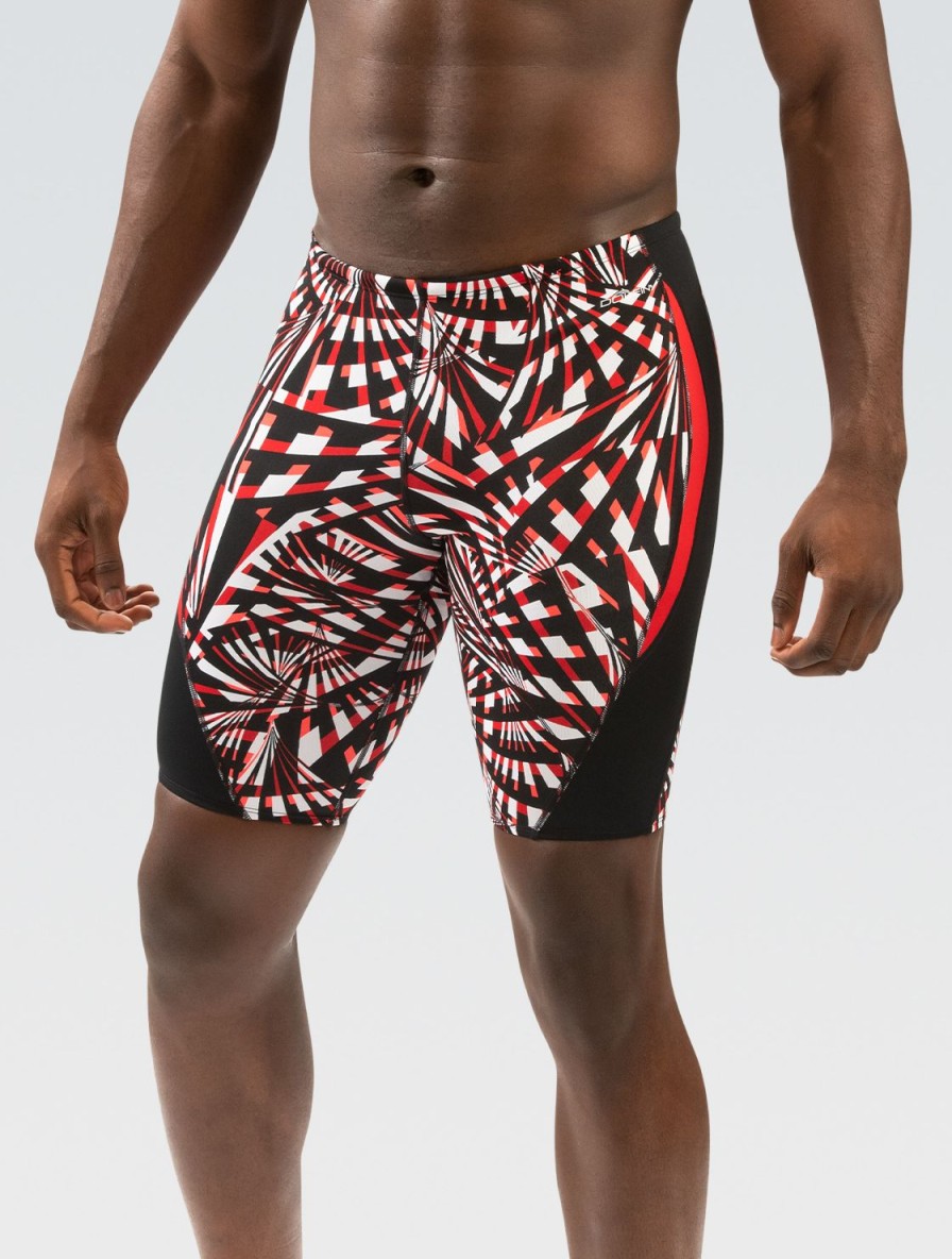 Mænd Dolfin Swimwear Konkurencedragter | Reliance Herre Atomic Red Printed Color Block Jammer Badedragt