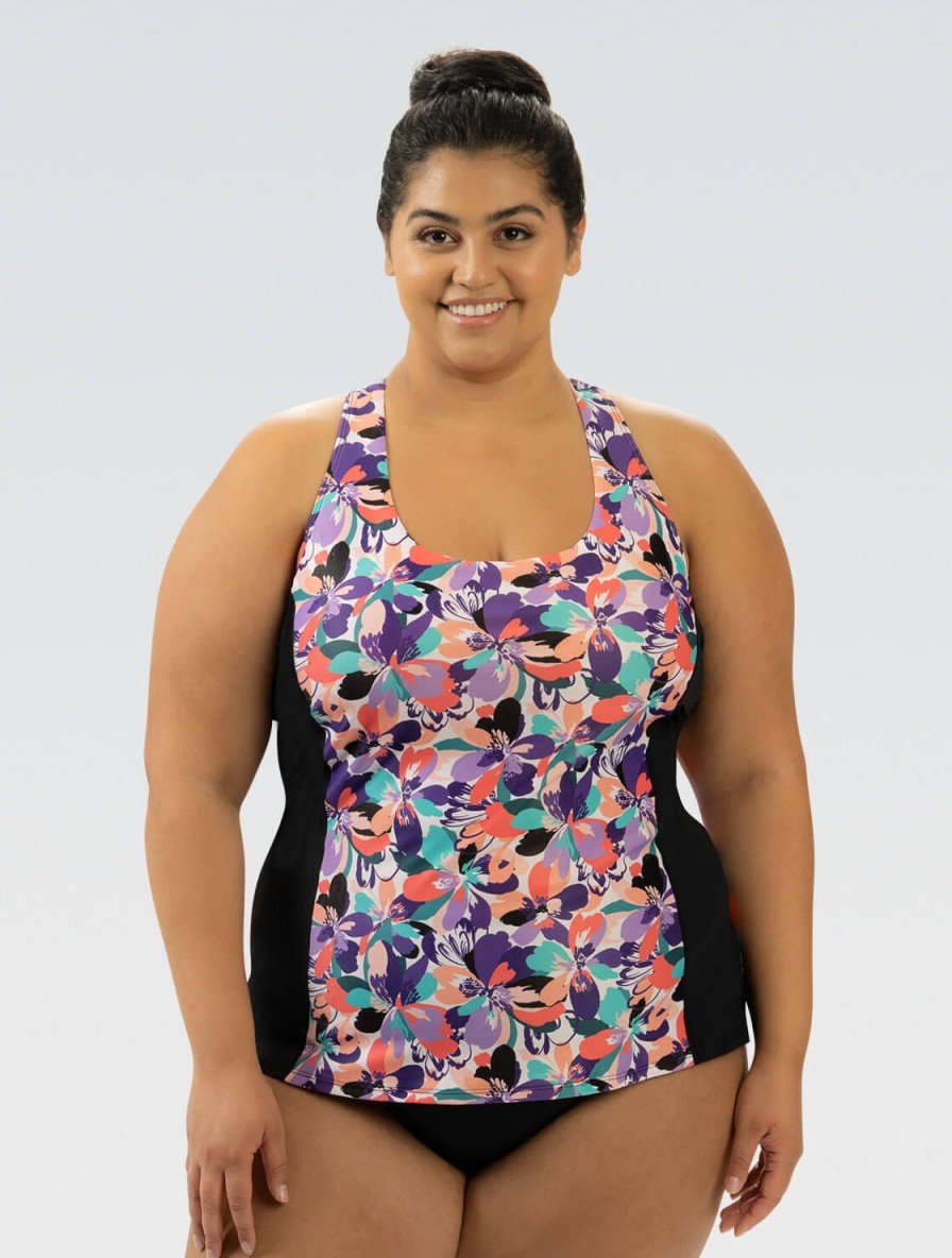 Kvinder Dolfin Swimwear Separations | Kvinde Aquashape Twist Back Tankini Top: Bonita Bloom