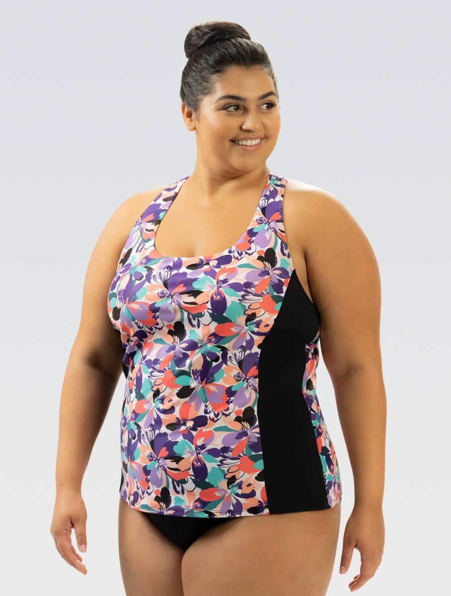 Kvinder Dolfin Swimwear Separations | Kvinde Aquashape Twist Back Tankini Top: Bonita Bloom