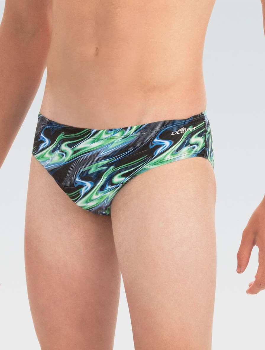 Mænd Dolfin Swimwear Konkurencedragter | Maends Reliance Inferno Blue And Green All-Over Racer