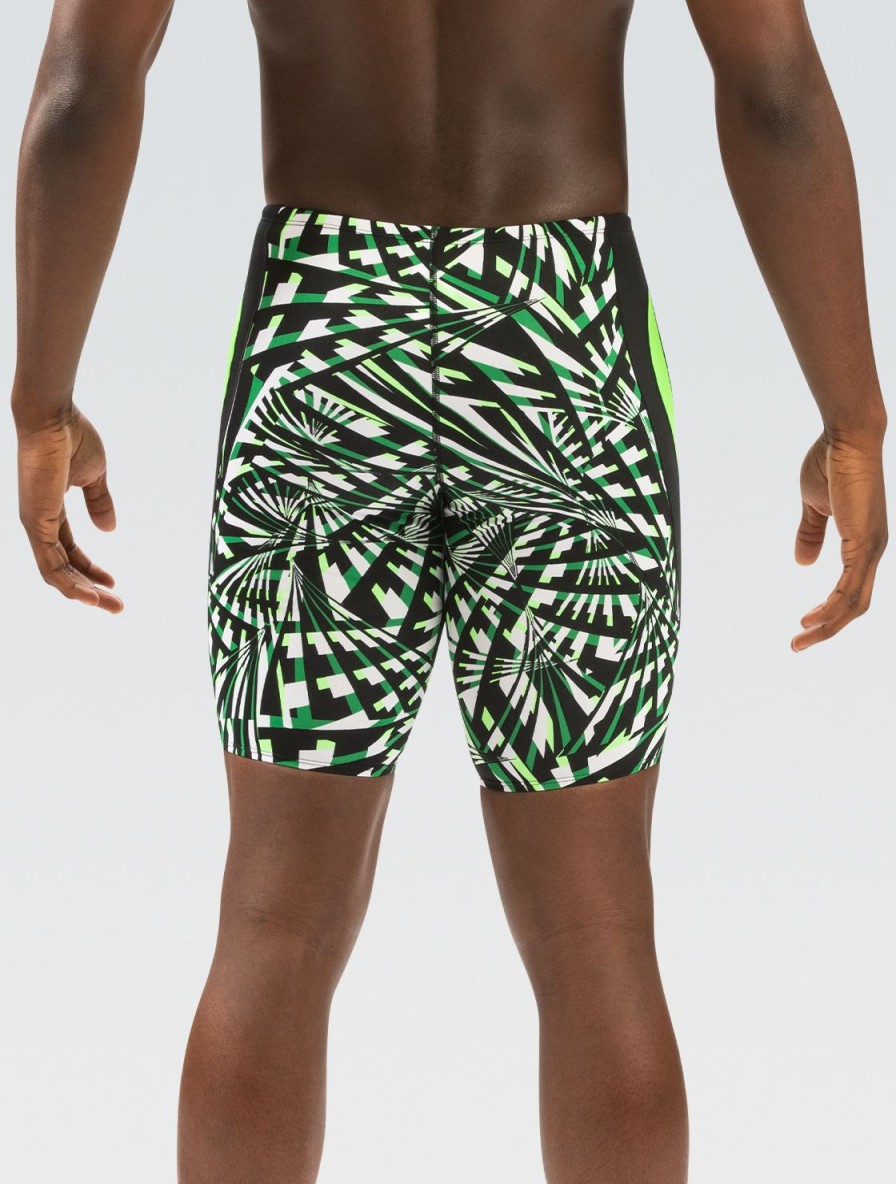 Mænd Dolfin Swimwear Konkurencedragter | Reliance Maends Atomic Green Printed Color Block Jammer Badedragt