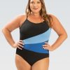 Kvinde Dolfin Swimwear One Pieces | Kvinder Aquashape Farveblok Moderat One Piece: Sort/Royal