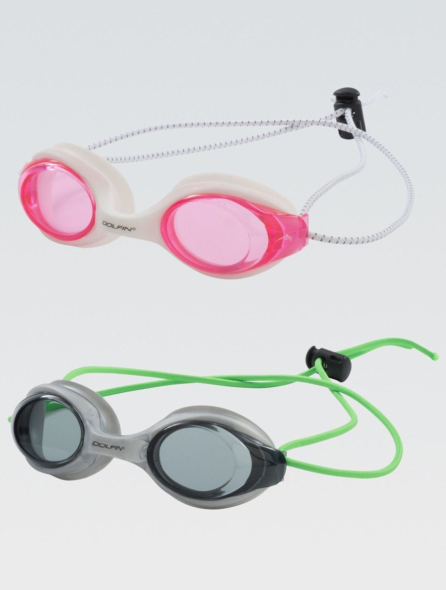 Tilbehør Dolfin Swimwear | Bungee Racer Goggle 2-Pack Inklusive Pink/Hvid Og Solv/Gron