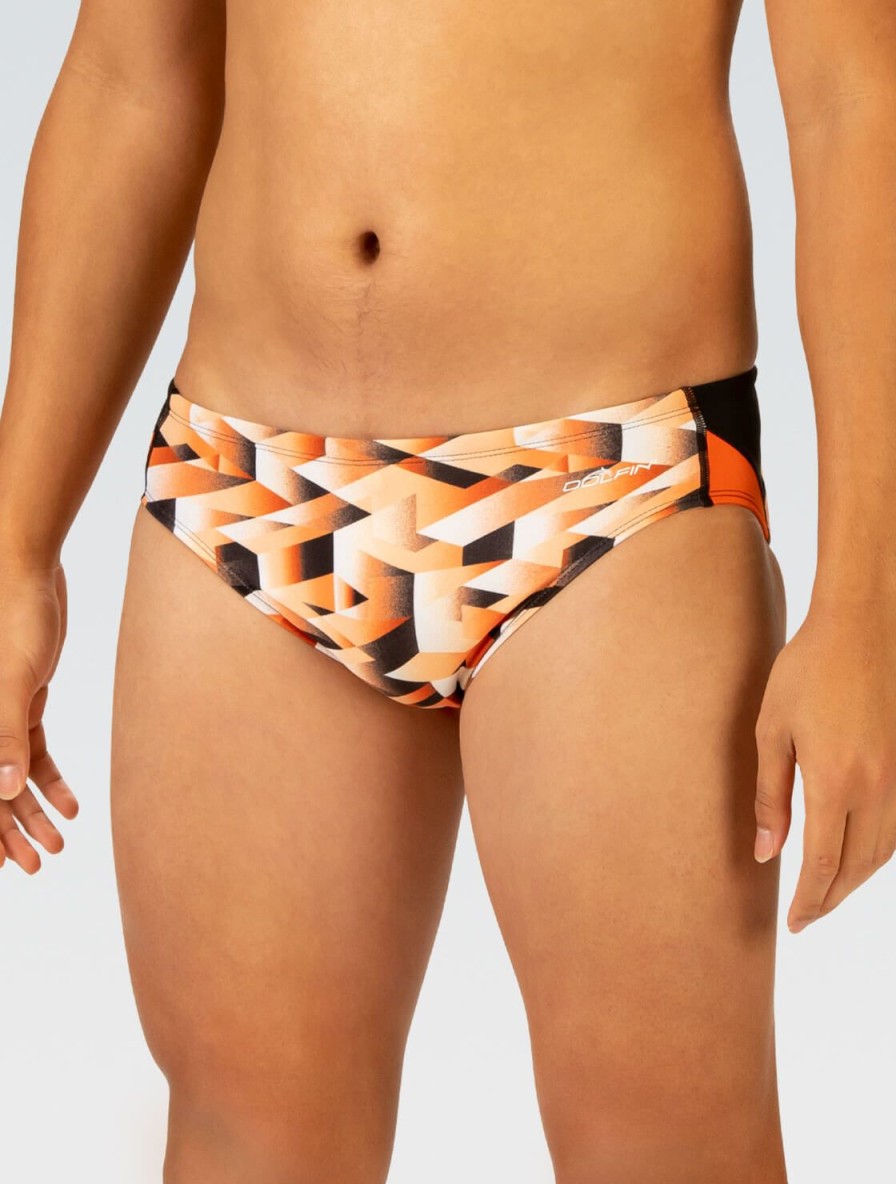 Mænd Dolfin Swimwear Konkurencedragter | Reliance Maends Smeltet Orange Printet Racerbadedragt