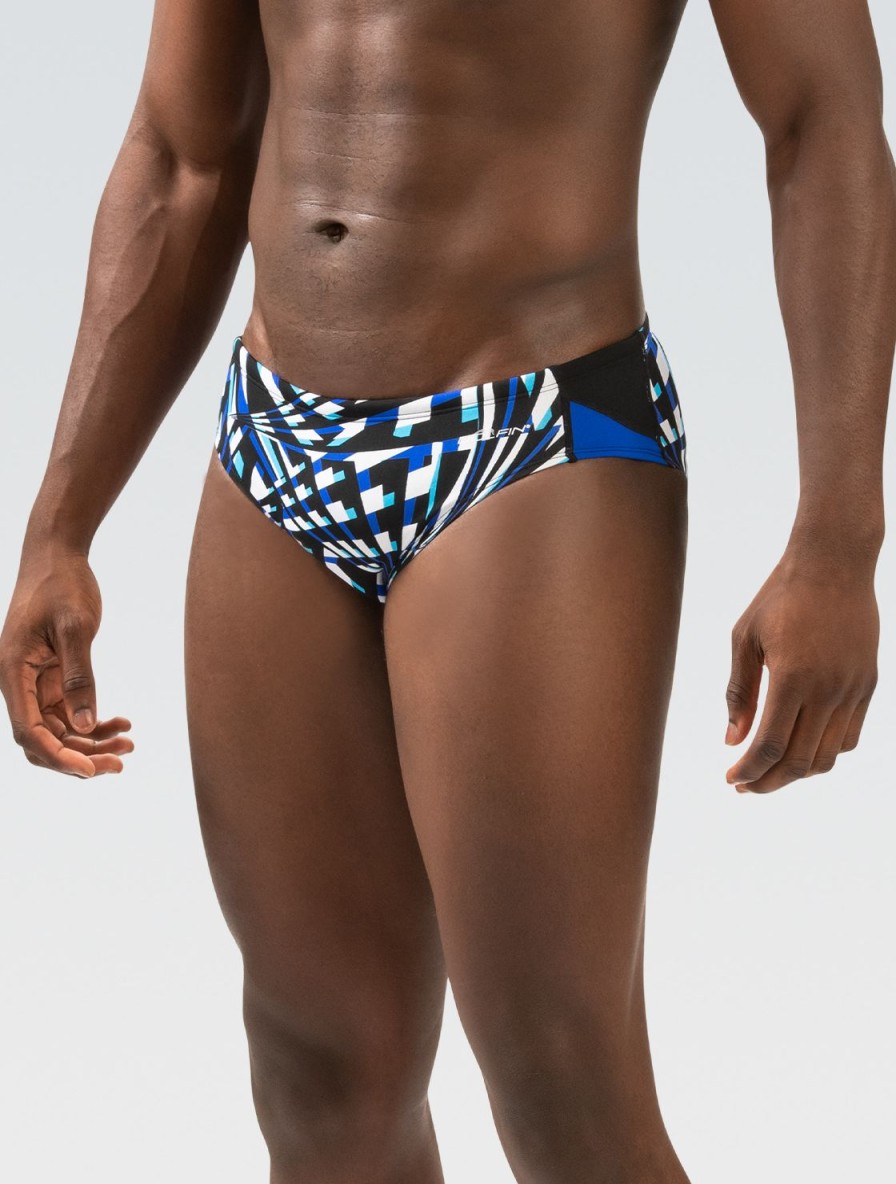 Mænd Dolfin Swimwear Konkurencedragter | Reliance Herre Atomic Blue Printed Color Block Racer Badedragt