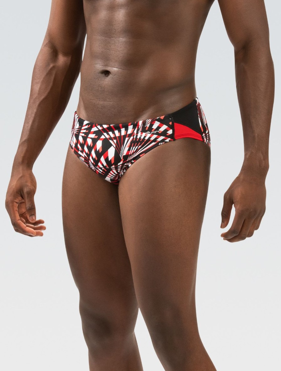 Mænd Dolfin Swimwear Konkurencedragter | Reliance Herre Atomic Red Printed Color Block Racer Badedragt