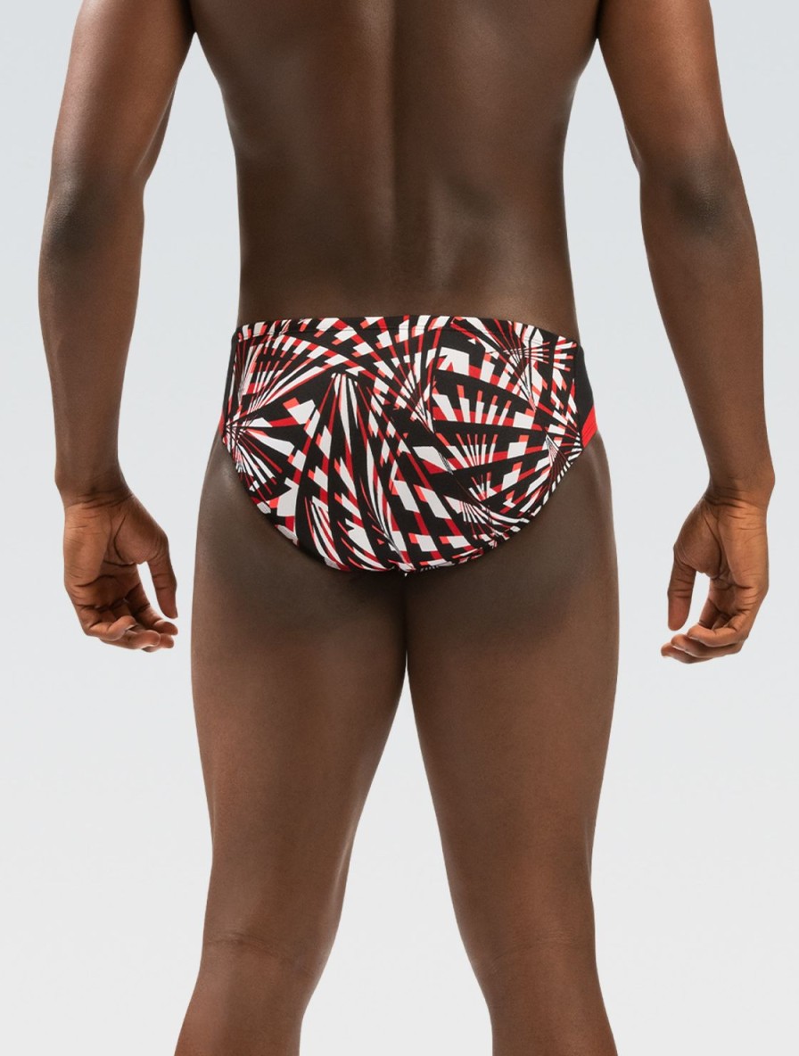 Mænd Dolfin Swimwear Konkurencedragter | Reliance Herre Atomic Red Printed Color Block Racer Badedragt