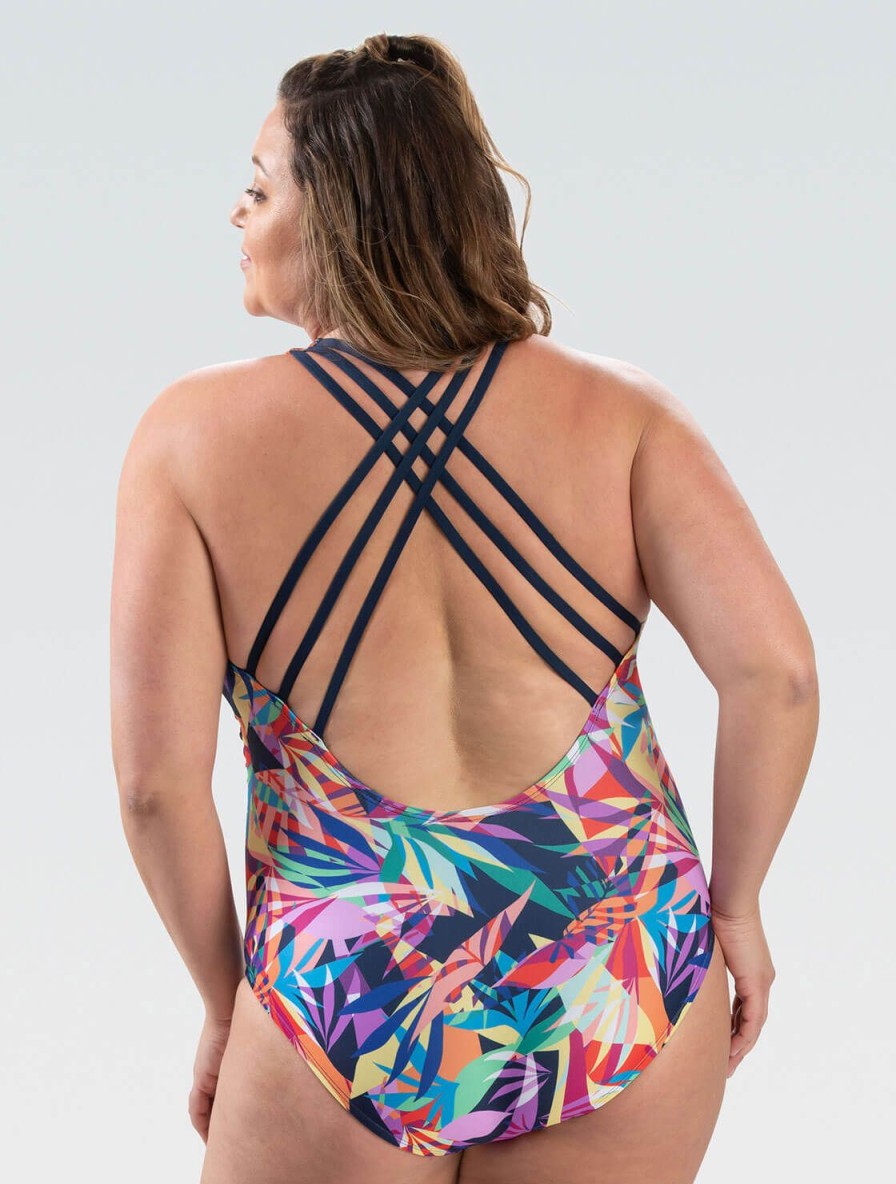 Kvinder Dolfin Swimwear One Pieces | Kvinde Aquashape Las Palmas Moderne Dyb V-Hals One Piece Badedragt