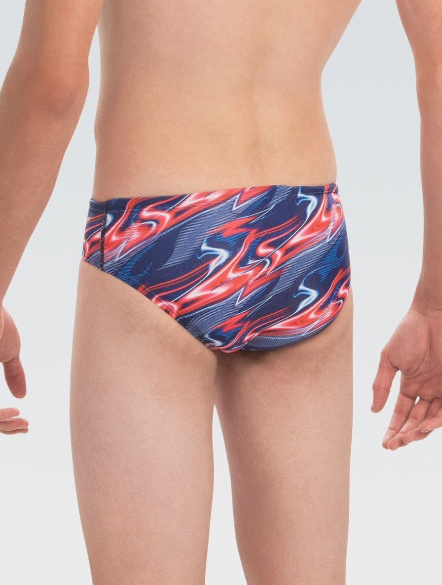 Mænd Dolfin Swimwear Konkurencedragter | Maends Reliance Inferno Red Whtie Og Blue All-Over Racer