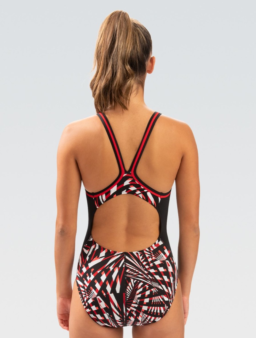 Kvinde Dolfin Swimwear Konkurencedragter | Reliance Kvinde Color Block Atomic Red Dbx Back One Piece Badedragt