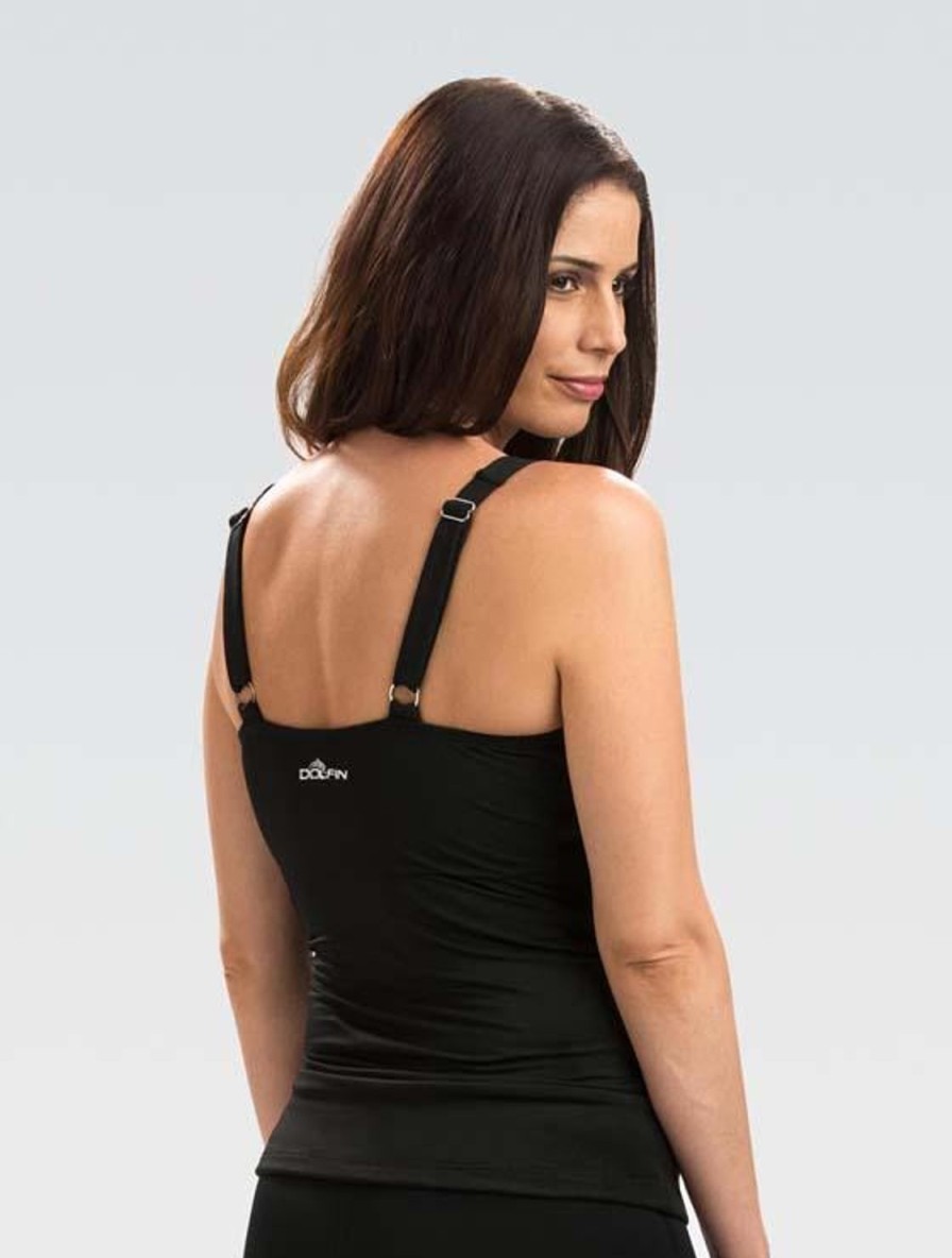 Kvinder Dolfin Swimwear Separater | Kvinde Aquashape Black Wrap Tankini Top