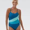 Kvinde Dolfin Swimwear One Pieces | Kvinders Aquashape Turkis Og Mintfarve Blokeret Moderat One Piece