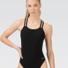 Kvinde Dolfin Swimwear Konkurencedragter | Reliance Kvinde Sort Double X Back One Piece Badedragt