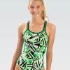 Kvinde Dolfin Swimwear Konkurencedragter | Xtrasleek Tectonic Green Dbx Back One Piece Badedragt Til Kvinder