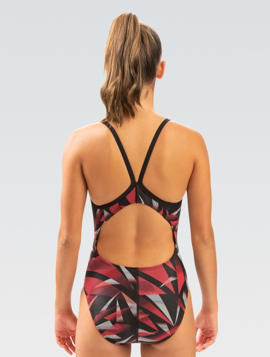 Kvinde Dolfin Swimwear Konkurencedragter | Xtrasleek Kvinde Galactic Red V Back One Piece Badedragt