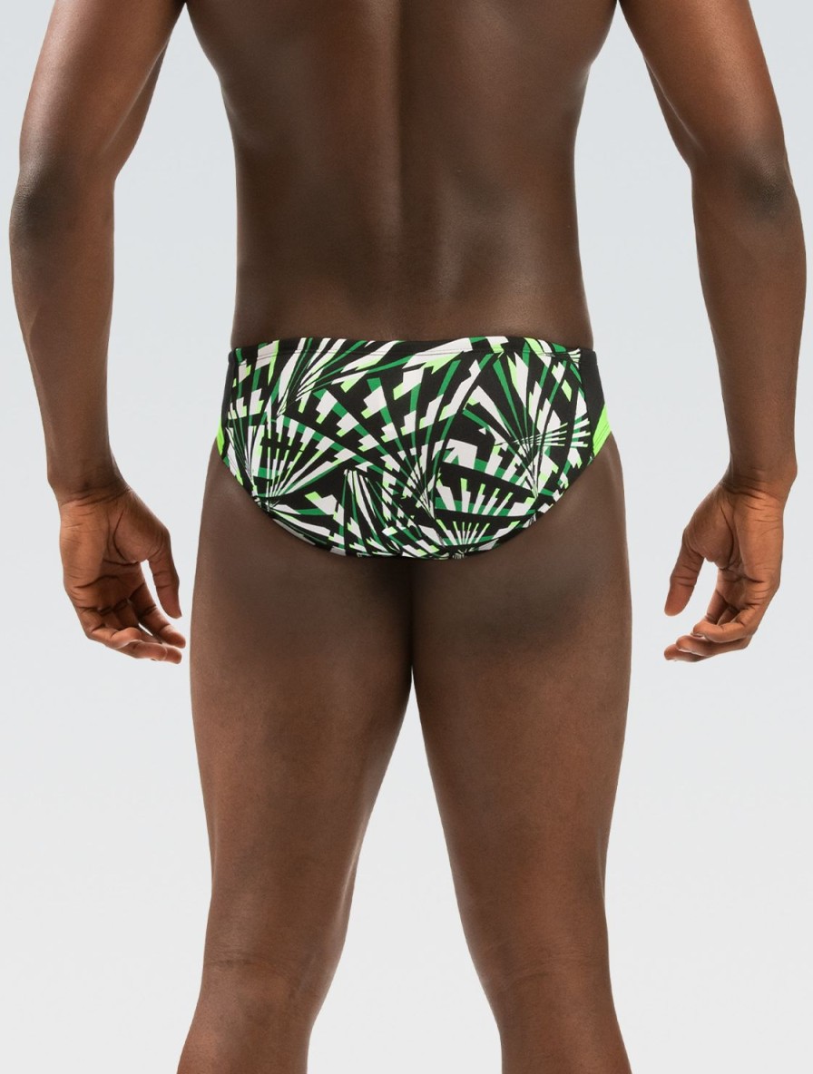 Mænd Dolfin Swimwear Konkurencedragter | Reliance Herre Atomic Green Printed Color Block Racer Badedragt