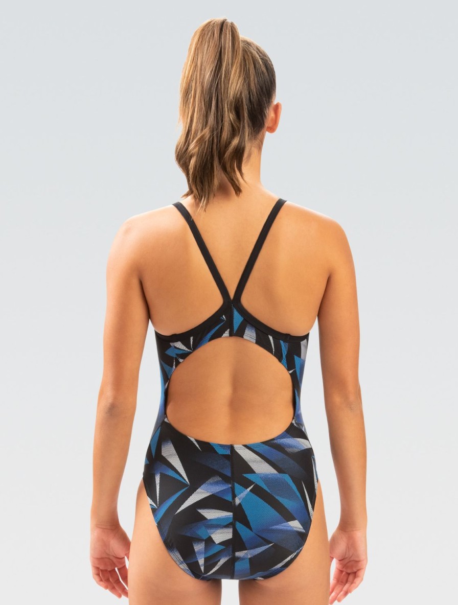 Kvinde Dolfin Swimwear Konkurencedragter | Xtrasleek Kvinde Galactic Blue V Back One Piece Badedragt